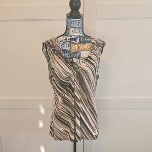 Apostrophe Brown and White Striped Blouse